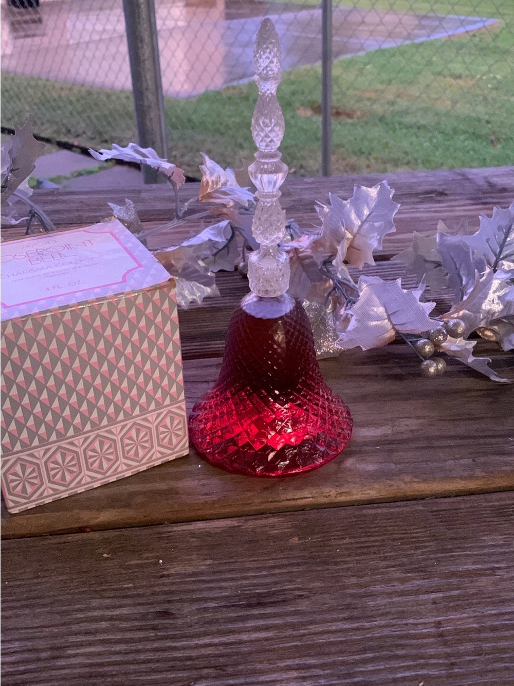 Avon Red Glass Bell with Clear Crystal Top perfume